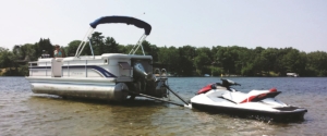 Towing a jet ski behind a boat
