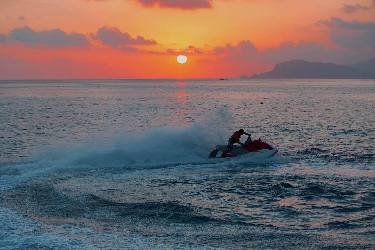 Riding a jet ski after sunset could be dangerous!